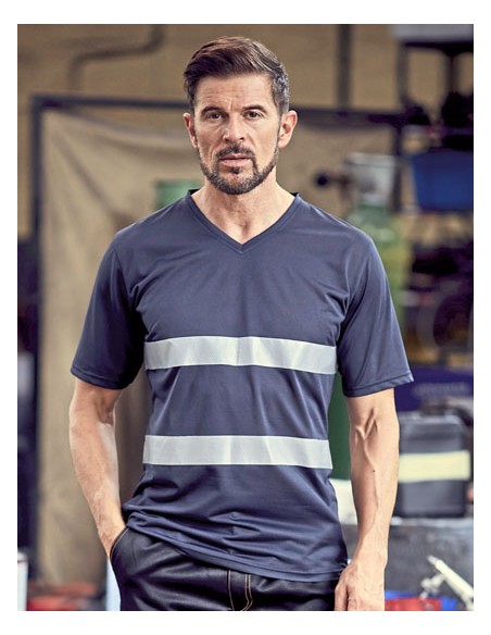YOK-HVJ910-Hi-Vis Top Cool Super Light V-Neck T-Shirt 2